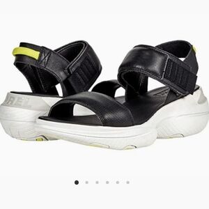 Sorel Black and White Women's Sandals with Yellow Accents